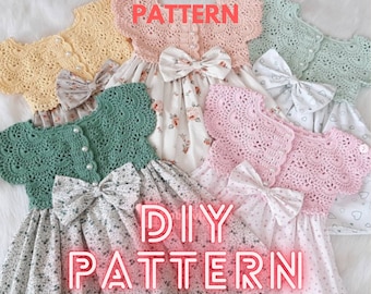 Baby Girl Dress PATTERN, DIY Crochet Sewing Tutorial, Toddler Summer Dress Pattern for Knitting Sewing Crochet Kids Dress