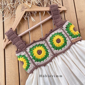 Crochet Sunflower Baby Dress: Handmade Knit Cotton Clothes