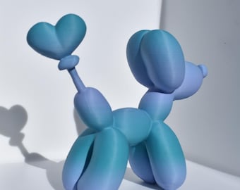 Valentine Balloon Dog STL - "Puppy Love" Cute Animal - Galentine's Gift - Heart Tail Decor - 3D Print File - Commercial Use - Easy Print