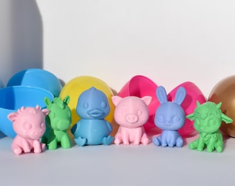 Easter Egg Fillers 3D Print File - Baby Animal Surprise Egg Minis - Commercial License STL 3MF - Spring Basket Stuffers - Easy Print