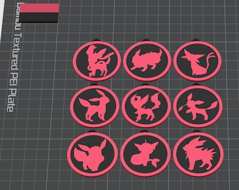 Eeveelutions Set of all 9 Keychain Hanging Charms 3mf STL