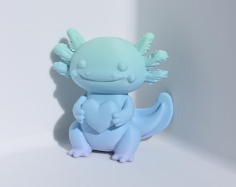 Valentine Axolotl STL - Cute Heart Axolotl 3D Print File - Love Monster Figurine - Valentines Day Gift - Commercial Use - Digital Download