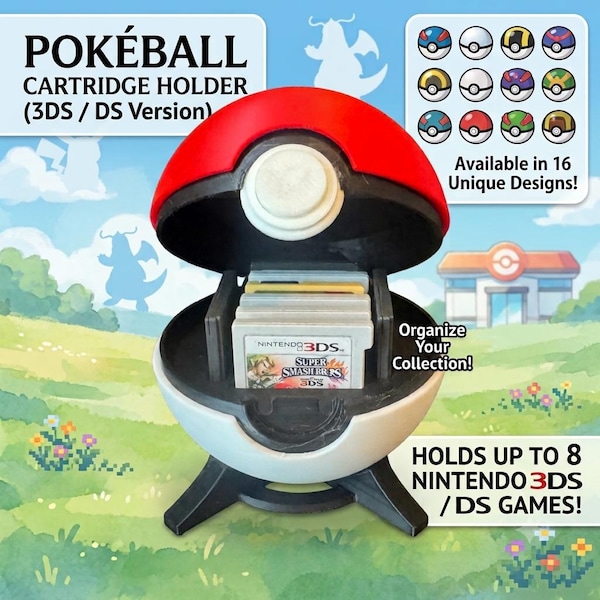 Pokeball Nintendo 3/DS Game Holder - 16 Designs