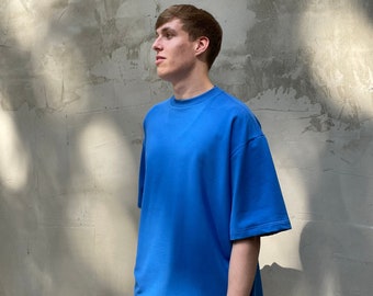 T-shirt OverSize 2.1 in Blue Handmade
