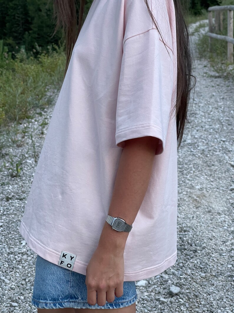 T-shirt OverSize 2.1 in Flamingo Pink Handmade from Cotton and Polyester for Women image 6