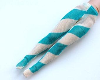 Blythe Licca Pullip Momoko BLUE STRIPES Net Tights Leggings  Stockings