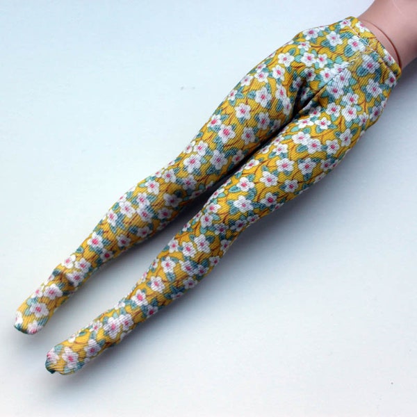 Blythe Licca Pullip Momoko Retro Yellow flower Tights Leggings  Stockings