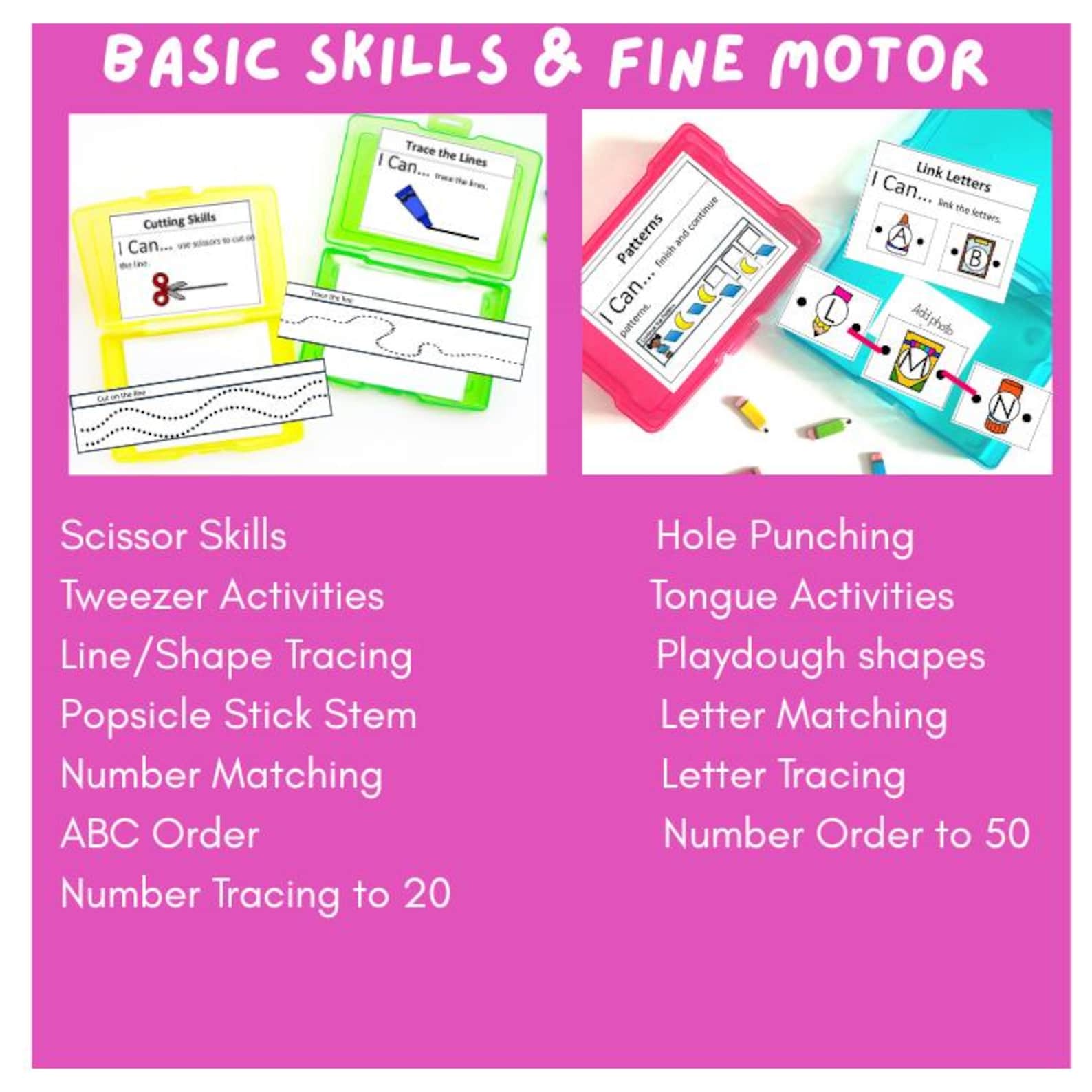 Basic Skills Fine Motor Task Boxes - Etsy