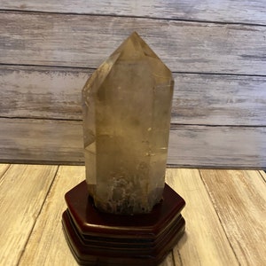 Smokey Quartz Centrepiece, Crystal Tower with Wooden Stand, Energy Healing, Natural Home Decor, Crystal Healing 1 KG