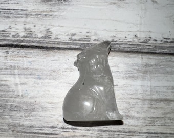 2" Crystal Wolf Carving, Clear Quartz Crystal Animal Carving, Hand Carved Gemstone Wolf Figurine, Healing Crystal Decoration, Crystal Gift