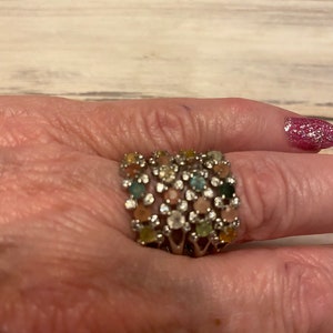 Silver Rainbow Tourmaline Ring, Sterling Silver Gemstone Ring, Colorful Ring, Statement Ring, Handcrafted Jewelry