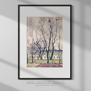 Autumn Landscape Printable Warm Tone Wall Art For Rustic Modern Farmhouse Decor Downloadable European Landscape Painting | 018