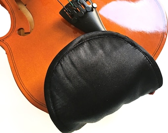 100% Silk Violin Chin Rest Cover Pad, Violin Chinrest Cover Pad, Black Color, Most Soft, Natural for Skin, 1/2 to 4/4 Violin & Viola