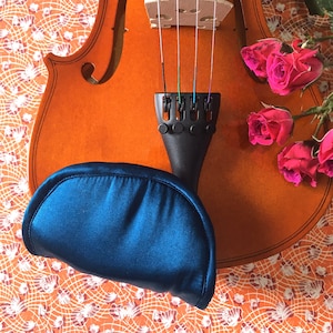 100% Silk Violin Chin Rest Cover Pad, Violin Chinrest Cover Pad, Blue Color, Soft, Breathable, Natural for Skin, 1/2 to 4/4 Violin & Viola