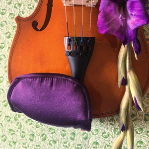 100% Silk Violin Chin Rest Cover Pad, Violin Chinrest Cover Pad, Purple Color, Soft, Breathable, Natural for Skin, 1/2 to 4/4 Violin & Viola