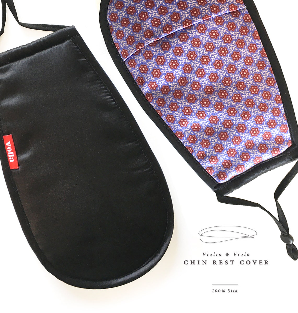 100 Silk Violin Chin Rest Cover Pad, Violin Chinrest Cover Pad, Black