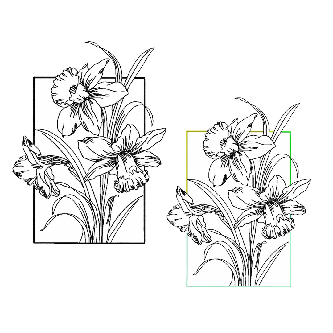 Daffodil Flower Embroidery Pattern Wildflowers Embroidery Etsy