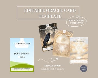 Orakelkarten-Vorlage für Canva – Erstelle dein eigenes Kartenset, bearbeitbare und druckbare Karten, spirituelle Beratungsangebote, Affirmationskarten, DIY-Kartenmacher