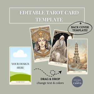 Plantilla de carta del tarot editable en Canva Plantilla de carta del tarot Plantilla personalizada Marco de Canva editable Crea tu propia carta del tarot Negocio de tarot DIY