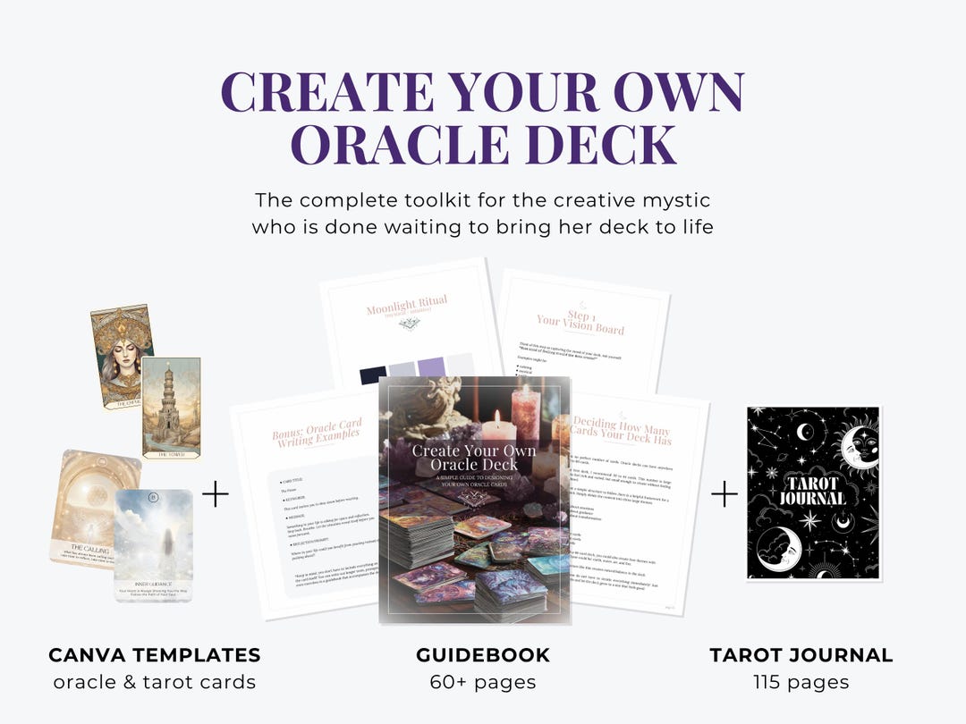 Create Your Own Oracle Deck Kit, Beginner Guidebook, Canva Templates ...