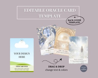 Orakelkarte Canva Vorlage - Erstellen Sie Ihr eigenes Deck, bearbeitbare druckbare Karten, spirituelle Lesung Geschäft, Affirmationskarten, DIY Kartenhersteller