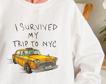 Sudadera "Sobreviví a mi viaje a Nueva York", Spider-Man, Tom Holland, regalo de meme de taxi amarillo, sudadera con capucha unisex divertida, camiseta, regalo de Pascua, camiseta de primavera