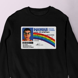Driver Licence of McLovin from Superbad Hoodie, Funny Comedy Movie Fan Sweatshirt, Unisex Vintage Graphic Jumper, Humorous Cozy Hoody