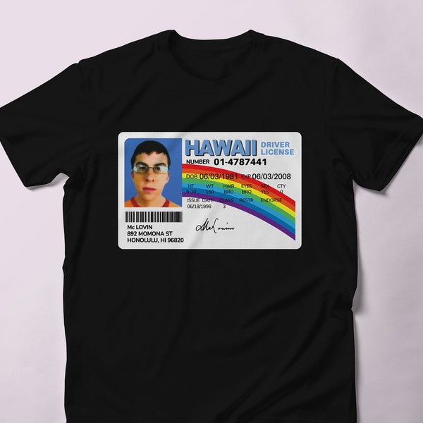 Driver Licence of McLovin from Superbad T-Shirt, Funny Comedy Movie Fan Shirt, Unisex Vintage Graphic Tee, Humorous Tshirt