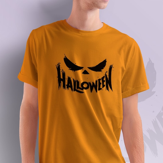 Halloween pumpkin face T-shirt Design Funny and Scary Halloween Tee for  Adult Men's & Women's