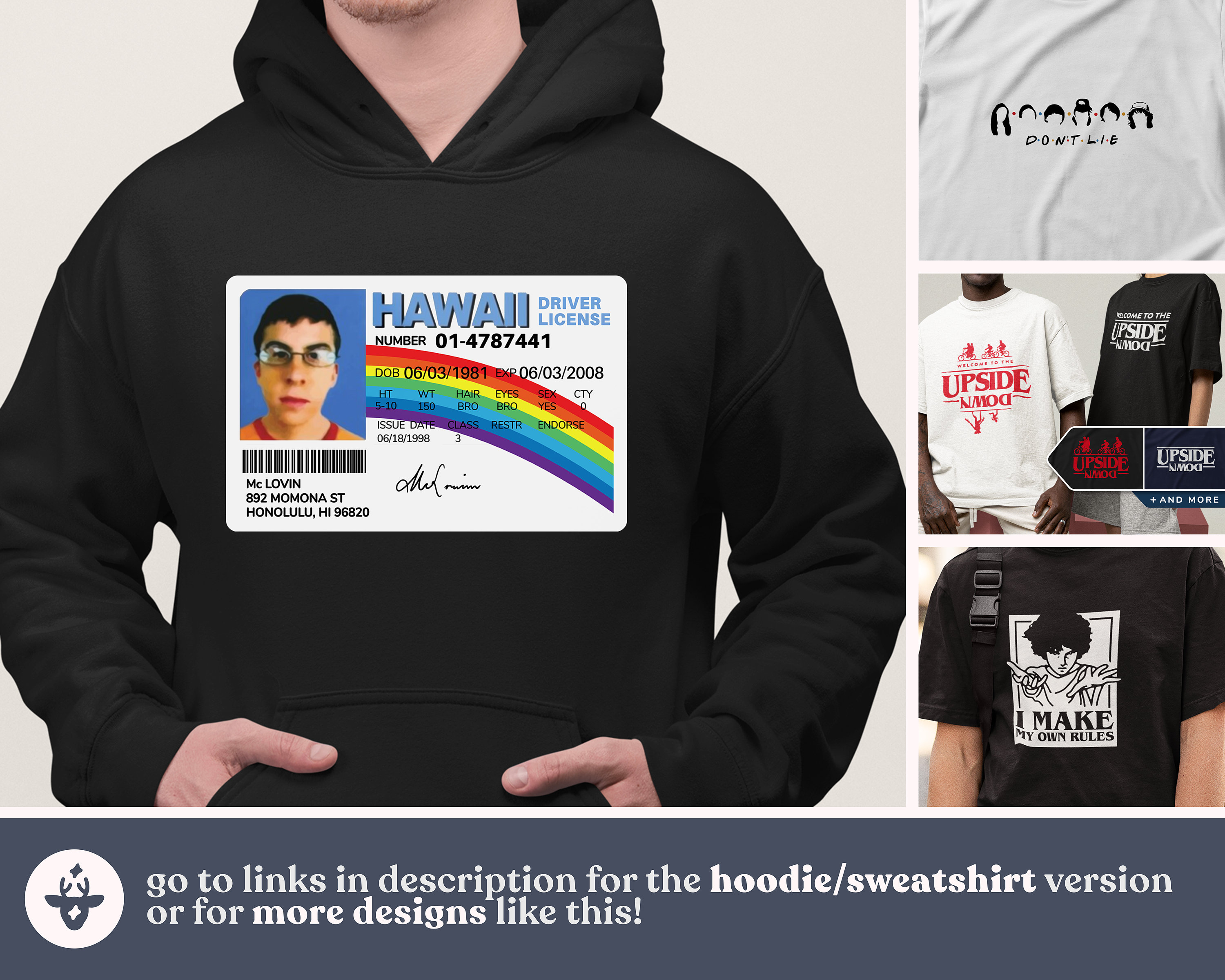 Driver Licence of McLovin from Superbad T-Shirt, Funny Comedy Movie Fan Shirt, Unisex Vintage Graphic Tee, Humorous Tshirt