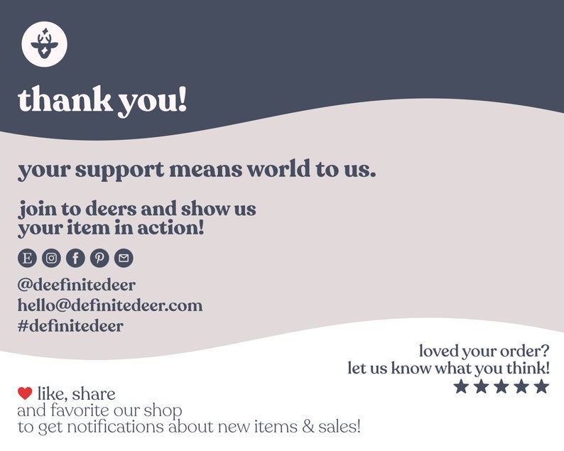 May include: Thank you! Your support means the world to us. Join the deers and show us your item in action! @deefinitedeer hello@definitedeer.com #definitedeer Like, share and favorite our shop to get notifications about new items & sales! Loved your order? Let us know what you think!  ★★★★★