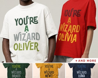 Personalised You&#39;re A Wizard Harry Shirt, Custom Christmas Potterhead Tee Gift, Magical Wizardry Slogan T-Shirt, Oversized Unisex Tshirt