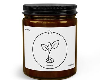 Becoming Seeding illustrazione minimalista di una pianta Set di candele con fiammiferi e stoppino Taglia stoppino / barattolo ambrato