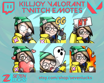 Killjoy Valorant Twitch Emotes, Valorant Twitch Emotes, Kawaii Twitch Emotes, Discord Emoji, Chibi Killjoy Twitch Emotes v1 - by Sevenlucks