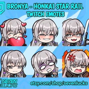Bronya - Honkai Star Rail Twitch Emotes, Chibi Twitch Emotes, Kawaii Twitch Emotes, Anime Twitch Emote, Discord Emoji v1 - by Sevenlucks