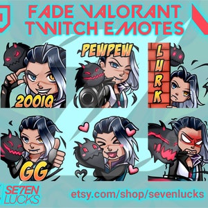 Fade Valorant Twitch Emotes, Valorant Twitch Emotes, Kawaii Twitch Emotes, Anime Twitch Emote, Chibi Fade Twitch Emotes v1 - by Sevenlucks