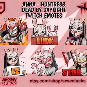 Gestos de Twitch de Anna Huntress en Dead by Daylight DBD, Gesto de Twitch de villano de terror clásico, Gestos de Twitch de temporada espeluznante de Halloween - por Sevenlucks