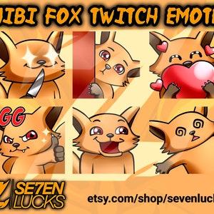 Chibi Fox Twitch Emotes Pack, Anime Twitch Emotes, Chibi Twitch Emotes, Animal Twitch Emotes v2 (alt Version) - von Sevenlucks