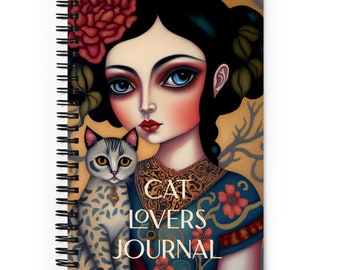 Cat Lovers Journal Spiral notebook, 140 pages  5.25″ × 8.25″, cat parent, gift for girls, cat lover, cute notebook, sketchbook