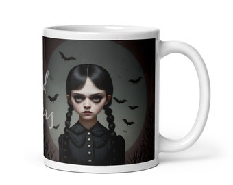 Bad Ideas Mug – Wednesday Addams Inspired Coffee Cup – Goth Gift for Her – Spooky Vibes – Free UK Shipping – 14.99 Sale