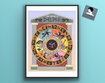 Delphi Oracle Poster, Delphi Astrology, Star sign poster, zodiac, Mindfulness, spirituality, astrology wall art