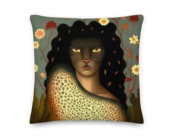 Cat Woman Throw Pillow, I love cats unique cat lovers Cushion, 18" x18" size fabulous comfy high quality cat lover gift, front & back print