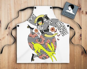 Dancer Apron, Stylish kitchen gifts, Baking gifts, gifts for her, Kitchen apron, cooking gifts, unique design, hand drawn art