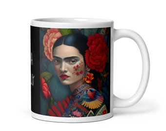 Frida Kahlo Mug – Red Rose Art Coffee Cup – Gift for Artist or Boho Lover – Ceramic Mug – Free UK Shipping – 14.99 Sale