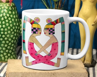 Gemini Mug, Modi Zodiac coffee mug, unique birthday gift, Zodiac art, Star sign gifts, Gemini gifts
