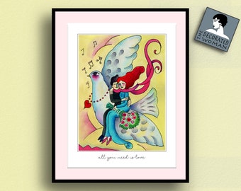 All you need is love - Love print Amore Romantic gift, love poster, Valentine gift, Unique valentines present, anniversary gift idea