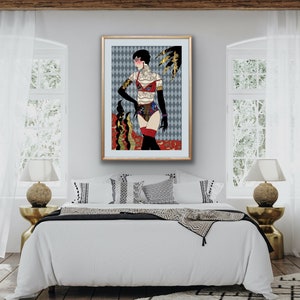 Decorated Woman 02 Unique Retro lingerie tattoo Print, art deco print, tattoo print, lingerie print, Home Decor Tattoo Wall Art image 6