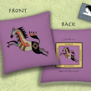 Personalized Horse Spirit Animal cushion, Horse Pillow ,Horse Lover Spirit animal throw Pillow, Handmade Cushion, American Indian art,
