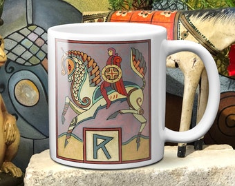 5 Raidho Rune Mug, Runestones, Futhark Runes, Runic Tarot, coffee mug, unique mystical gift, witchy gifts, Pagan gifts