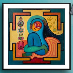 Blue Tantra Yoga Print Chakra Mediatitation Poster mindfulness good health and wellness